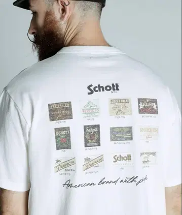 Schott NYC 백 프린트 티셔츠 화이트