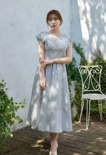 Her lip to Kerry Striped Ruffle Dress