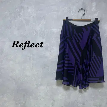 Reflect 미디 스커트 플레어 올 패턴 퍼플 블랙 M 4280