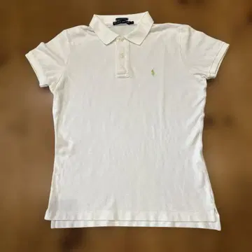 Ralph Lauren 화이트 피케 셔츠 반팔 자수 그린 L 사이즈
