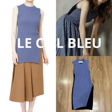 LE CIEL BLEU 르쉘블루 바이컬러 리브 니트탑 리스테아