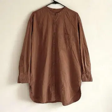 에누 내추럴 뷰티 베이직 밴드 칼라 셔츠 긴팔 셔츠 브라운 M
