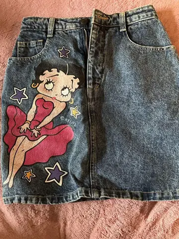 Betty Boop 데님 미니 스커트