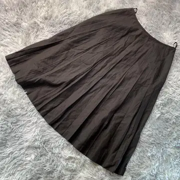 CURASTYLE 플리츠 스커트 브라운 계열 울 혼방 A라인 XL 상당