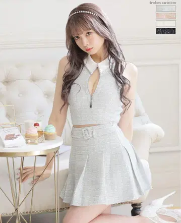 ROBE de FLEURS 트위드 셋업 블루 S 사이즈