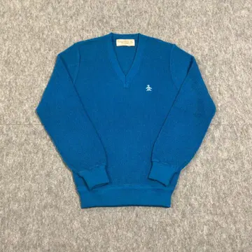 Munsingwear V넥 니트 블루 울 S 사이즈 071111
