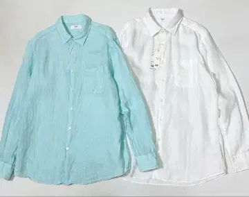UNIQLO 남성 프리미엄 린넨 셔츠 2매 세트 L 린넨 긴팔