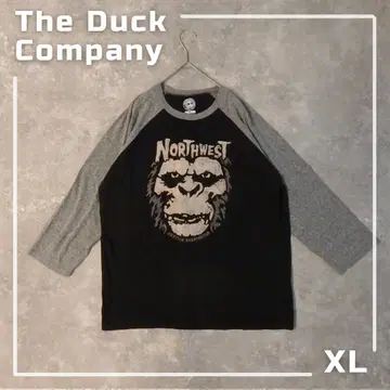 The Duck Company 래글런 T 고릴라 프린트 7부 소매 y2k
