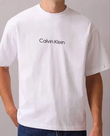 CalvinKlein 스탠다드 로고 릴랙스 크루넥 티셔츠 화이트