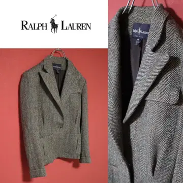 RALPH LAUREN 플리츠 디자인 트위드 테일러드 자켓