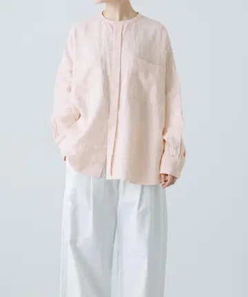 카구레 린넨 100% 린넨 W포켓 와이드 셔츠