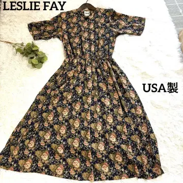 LESLIE FAY 롱 원피스 빈티지 꽃무늬 USA 제작 플리츠