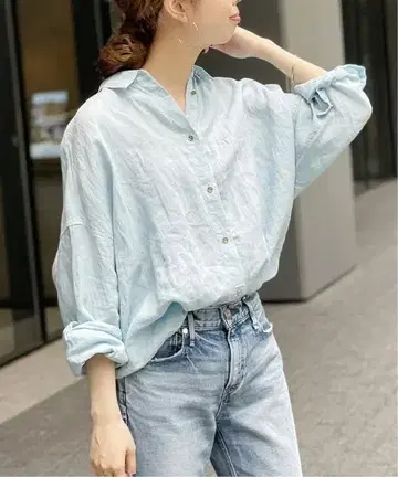 Spick & Span 린넨 빅 셔츠 긴팔