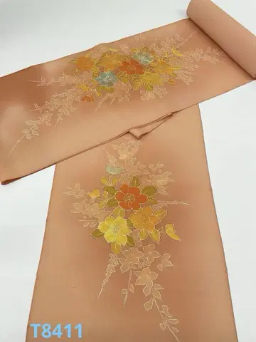 쓰케사게 금채 문양 의장 도라지 순수 실크 옷감