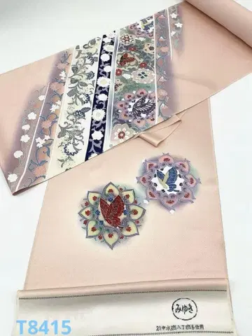 쓰케사게 금채 은채 문양 의장 나비 금보말 순수 실크 옷감