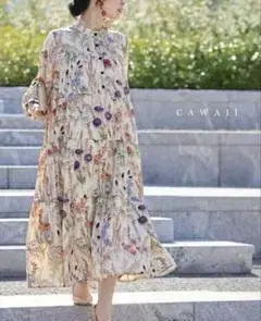 새상품 cawaii (카와이) 계절을 수놓는 꽃 모음 티어드 롱 원피스