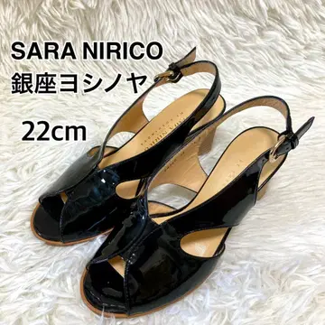 SARA NIRICO by YOSHINOYA 에나멜 샌들 블랙 22cm