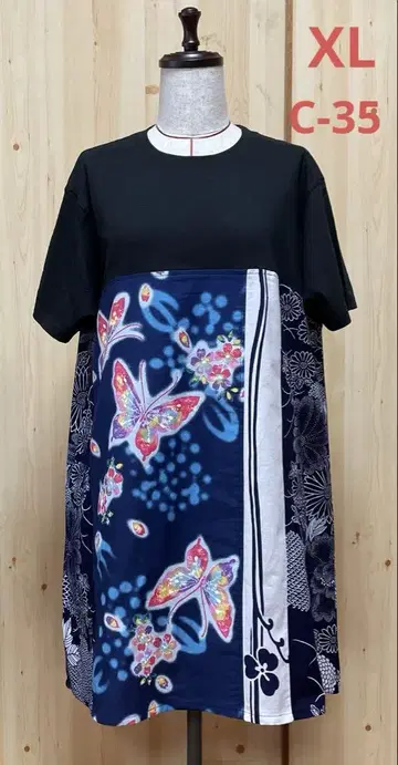 빈티지 유카타 원단 리메이크 티셔츠 C-35