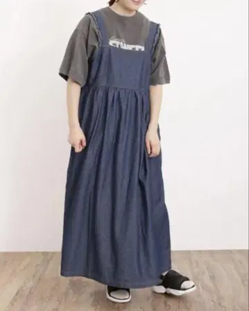 사만사 모스모스 어깨 프릴 데님 원피스