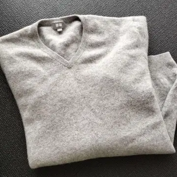 UNIQLO 그레이 캐시미어 V넥 스웨터 XL