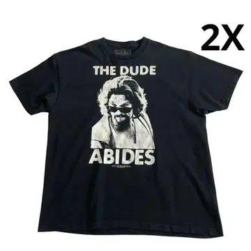 THE DUDE 티셔츠 2X 블랙 포토 프린트 ABIDES 영화