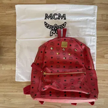 MCM 스터드 장식 빨간색 백팩 N637B