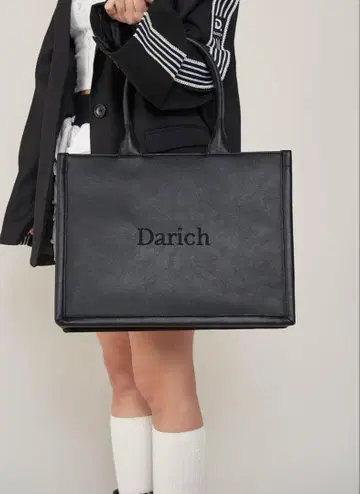 Darich 블랙 로고 가죽 토트백
