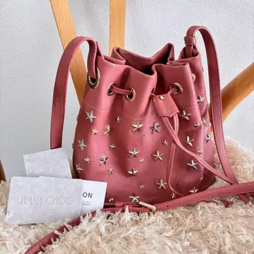 JIMMY CHOO 핑크 버킷 백 별 모양 스터드 장식