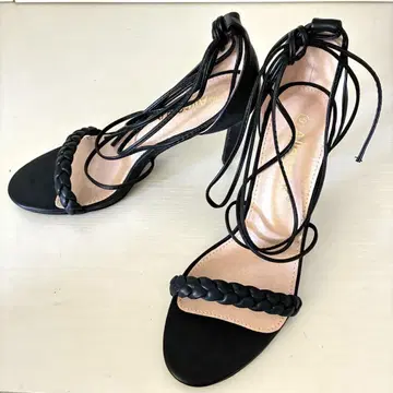 레이스업 샌들 힐 25.5 9.5cm 하이힐 블랙