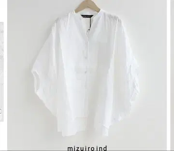 mizuiro ind 린넨 스탠드 칼라 코쿤 셔츠