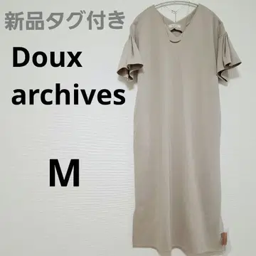 Doux archives 베이지 V넥 반팔 원피스 액세서리 포함 M