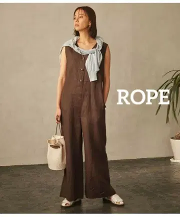 로페 ROPE 린넨 올인원 콤비네존 살로펫 팬츠 브라운 36 사이즈