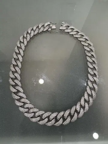 [인기] 블링블링 실버 쿠바 체인 글리터 체인 45cm