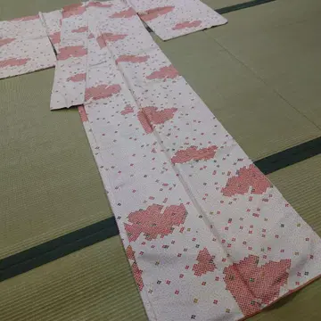 맞춤 코몬 순수 실크 이중 기모노 미사용 시침 부착 창작품