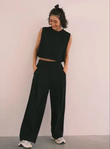 새상품 nala 와이드 레그 스윔 팬츠 블랙 M