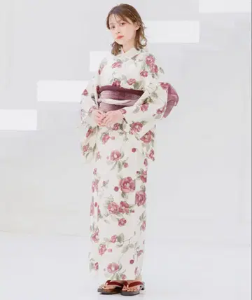 유카타 여성용 (유카타 주름 헤코오비) [한나리 사랑 동백]