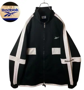 Reebok 리복 블랙 x 화이트 저지 트랙 재킷 빅 사이즈