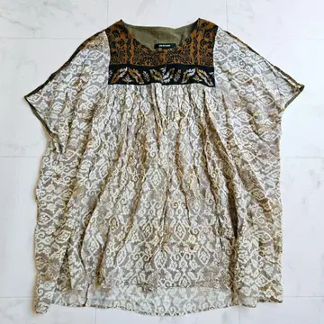 파드칼레 에스닉 패턴 튜닉 티셔츠 코튼 보헤미안 블라우스