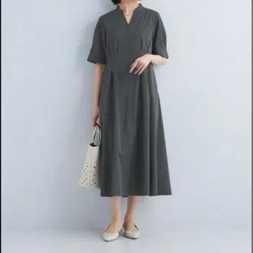 택 포함 새상품 허리 핏 5부 소매 셔츠 원피스