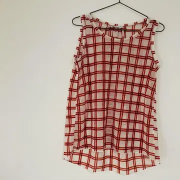 UNITEDARROWS 슬리브리스 블라우스 시어 개더 격자 비침