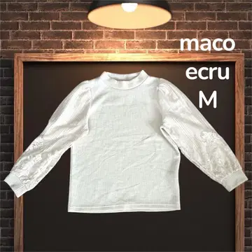 maco ecru 여성용 레이스 니트 M 하이넥 화이트