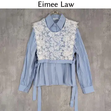 Eimee Law 레이스 베스트 레이어드 블라우스 라이트 블루