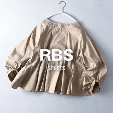 RBS 레이 빔스 페플럼 셔츠 블라우스 베이지 긴팔 개더 m1