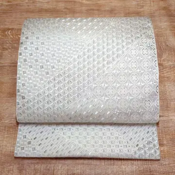오비(약 24cm) 나고야 오비 화이트 짙은 그레이 맞춤 제작