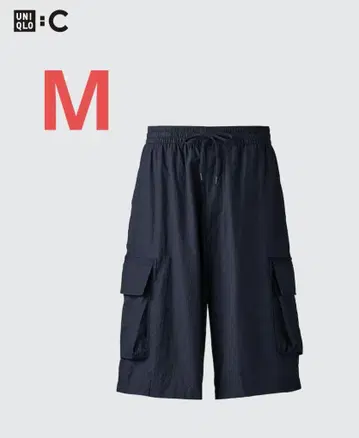 UNIQLO C 와이드 핏 카고 하프 팬츠 네이비 M 유니클로