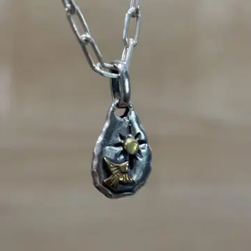 실버 925 목걸이 빈티지 타타키 메탈