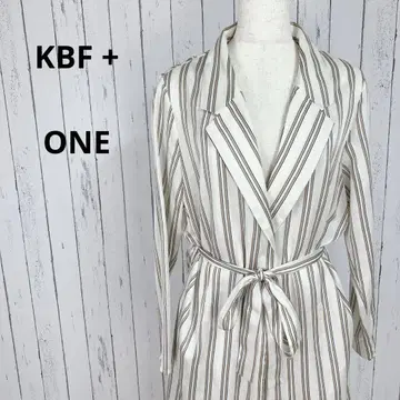 KBF+ 롱 셔츠 원피스 가운 긴팔 스트라이프 V넥 리본 F