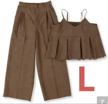 시마무라 yumi 캐미 뷔스티에 와이드 팬츠 셋업 브라운 L