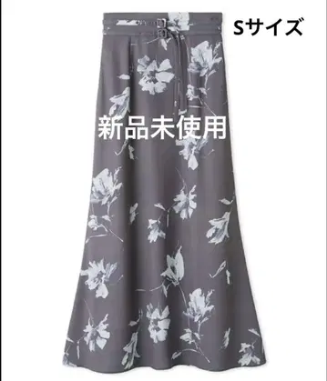 꽃무늬 롱 스커트 그레이