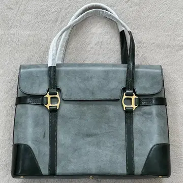 새상품 소메스 안장 스퀘어 플랩 브리프 케이스 소가죽 그린 일본제